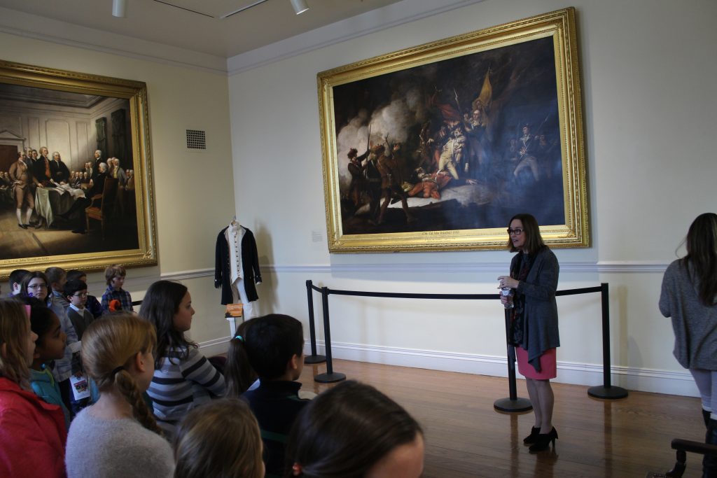 Secretary of State Denise Merrill discusses her job with 5th grade students.